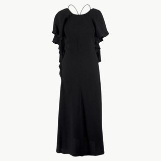 Victoria Beckham Pre-Loved Black Ruffled Open-Back Jersey Dress cut out 