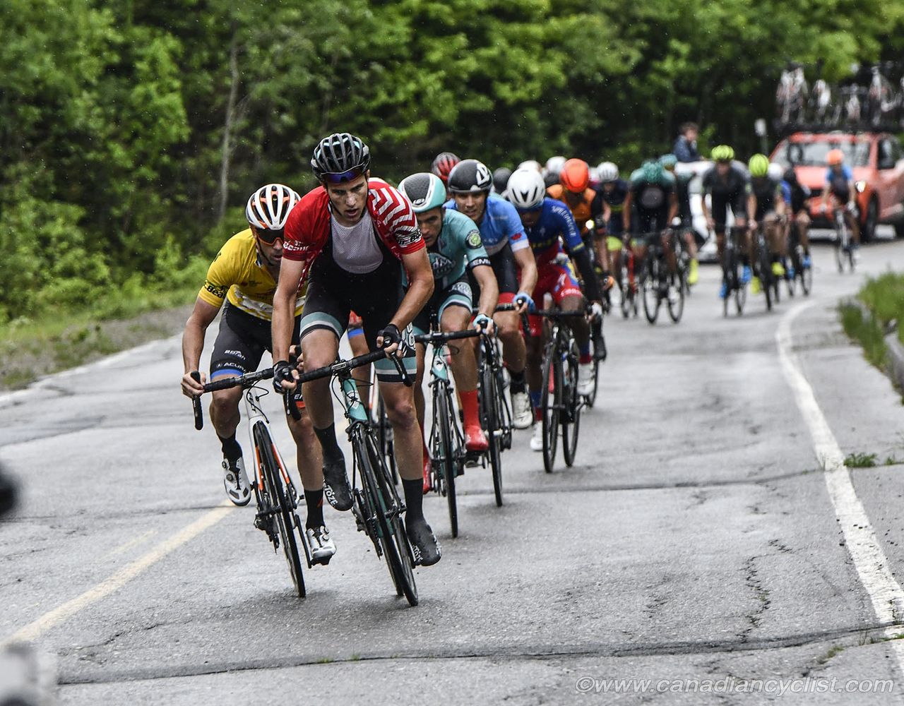 Nicolas Zukowsky (Floyds Pro Cycling Team) drives the pace during stage 2 at Tour de Beauce