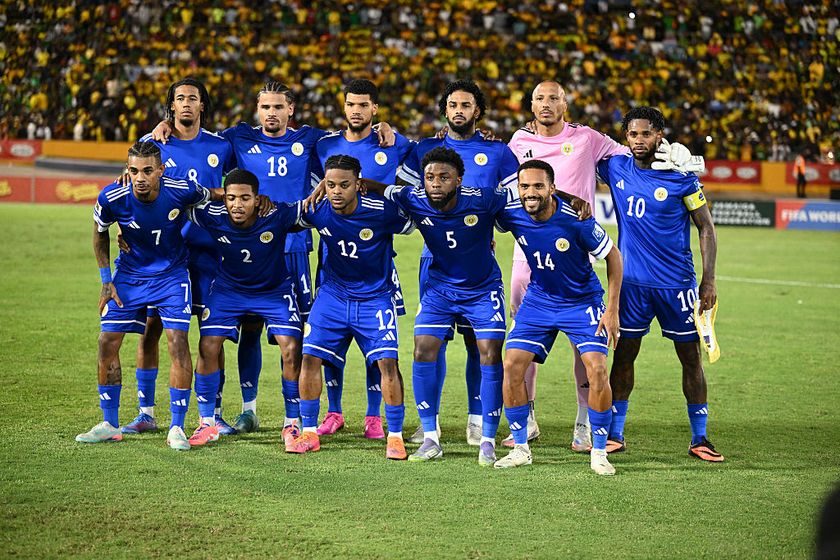 Curacao World Cup 2026 squad: Curacao&#039;s players pose for a team photo before the start of the World Cup qualifier football match between Jamaica and Curacao at the National Stadium in Kingston, Jamaica on November 18, 2025.