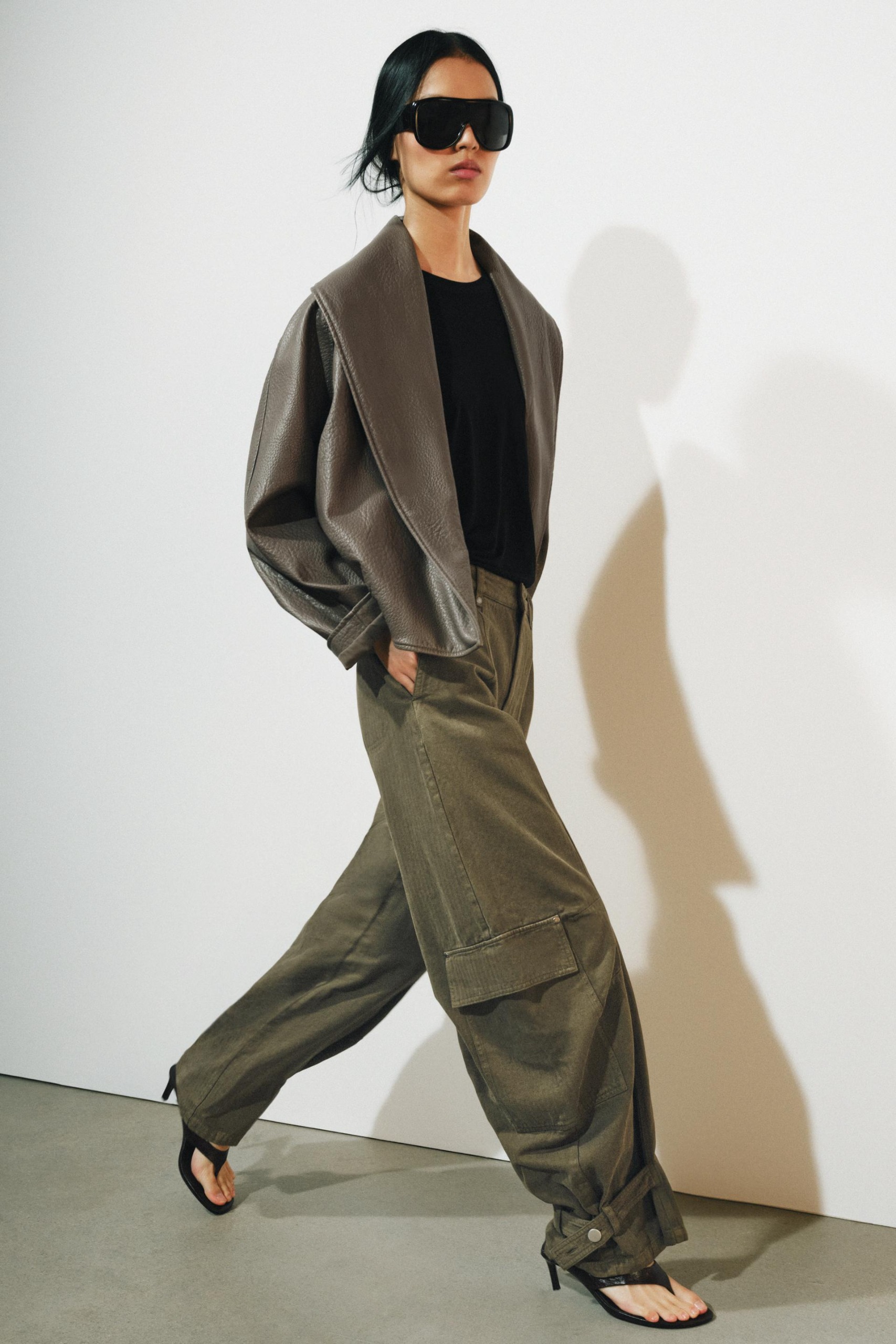 Zw Collection Cargo Barrel Trousers - Khaki - 6