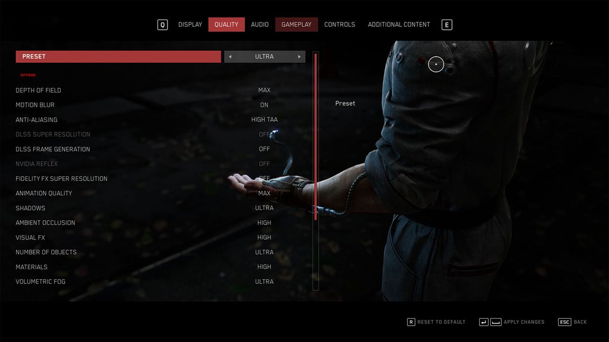 Atomic Hearts settings menu