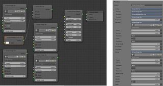 The OctaneRender for Blender plug-in offers a Node Graph Editor similar to the one used, with Cycles