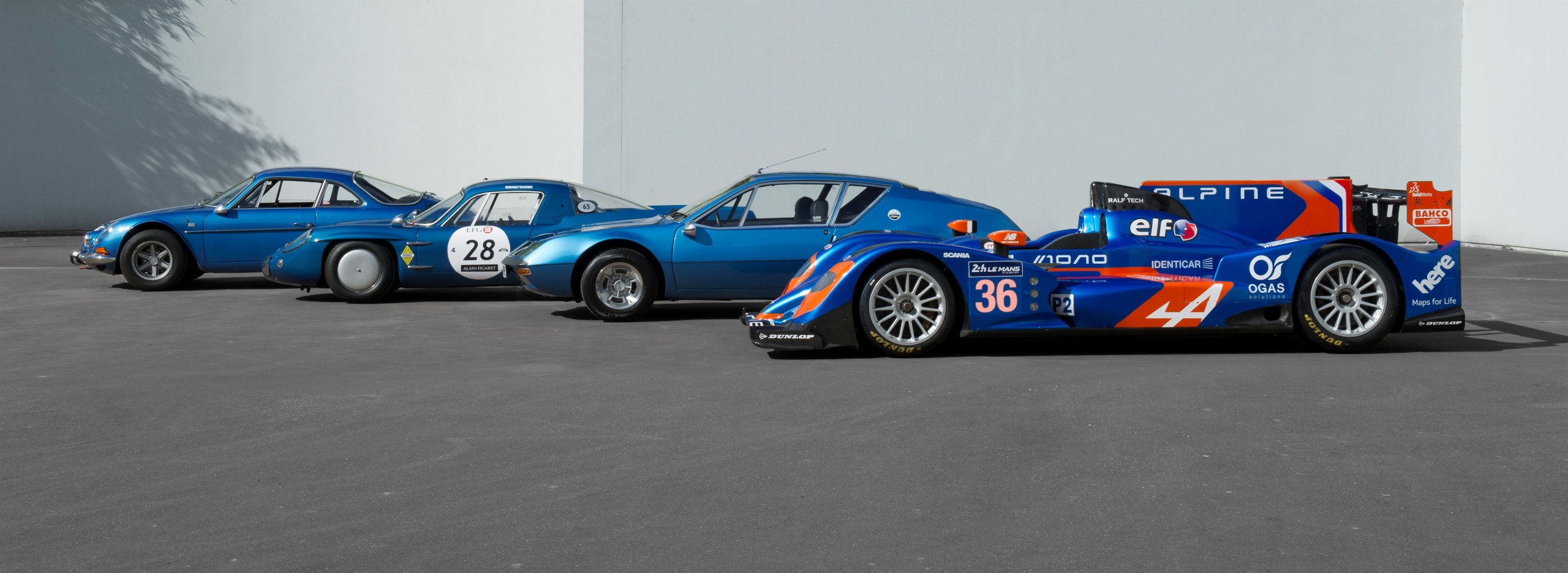 Alpine history: A110 1300 (1971), M65 Le Mans car (1965), A310 (1977), A450 Le Mans car (2014)