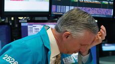 Stressed stock trader 