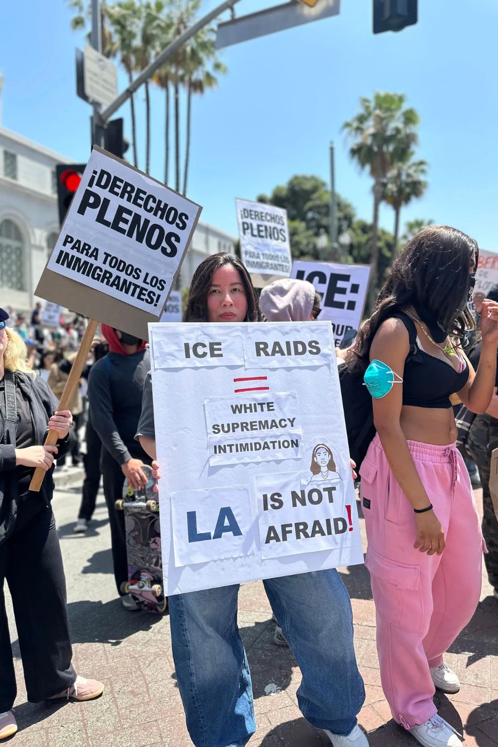 Evelyn Melendez-Payne at the Los Angeles protests on Saturday 7th June