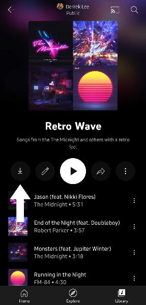 Downloading a playlist in YouTube Music