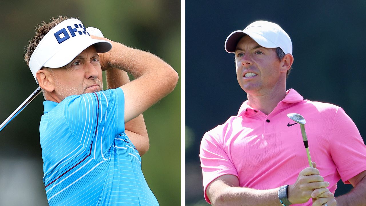 Side by side images of Ian Poulter and Rory McIlroy