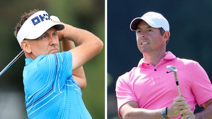 Side by side images of Ian Poulter and Rory McIlroy