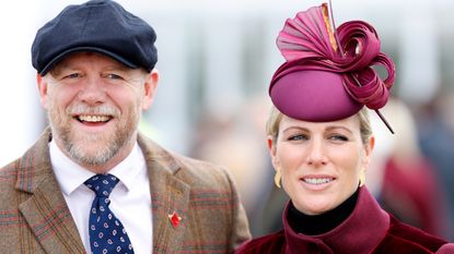 Mike Tindall and Zara Tindall attend day 1 'Champion Day' of the Cheltenham Festival at Cheltenham Racecourse on March 15, 2022 in Cheltenham, England.