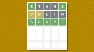 Wordle answer for game 892 on a yellow background