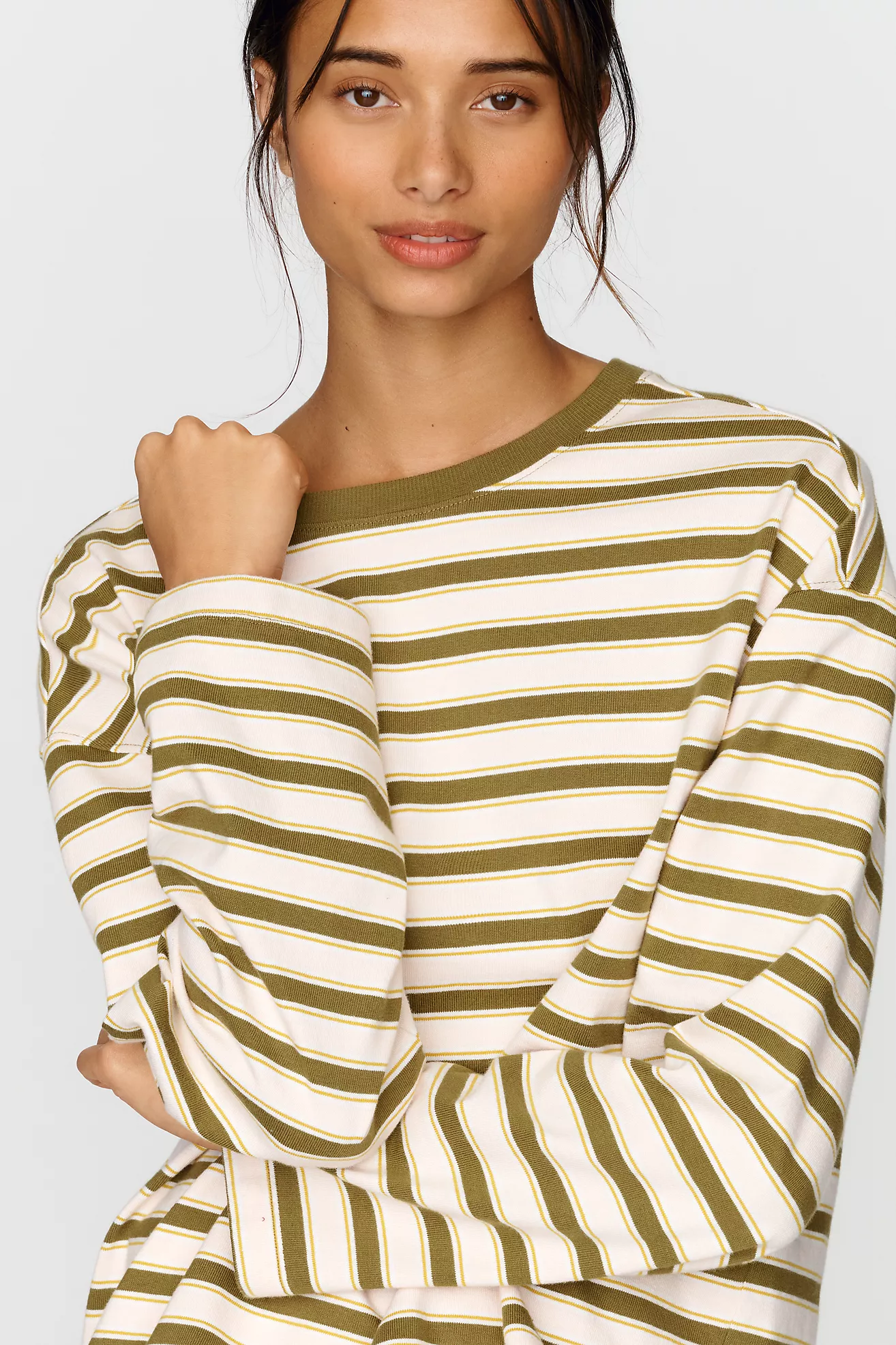 Pilcro 100% Cotton Striped Crew Neck Tee