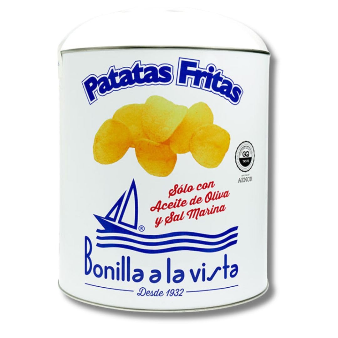 A tin of Bonilla a la Vista potato chips