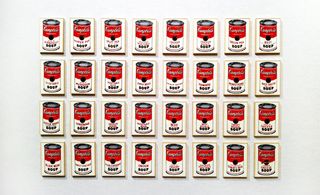 Andy Warhol's famous soup cans on display at PAD London