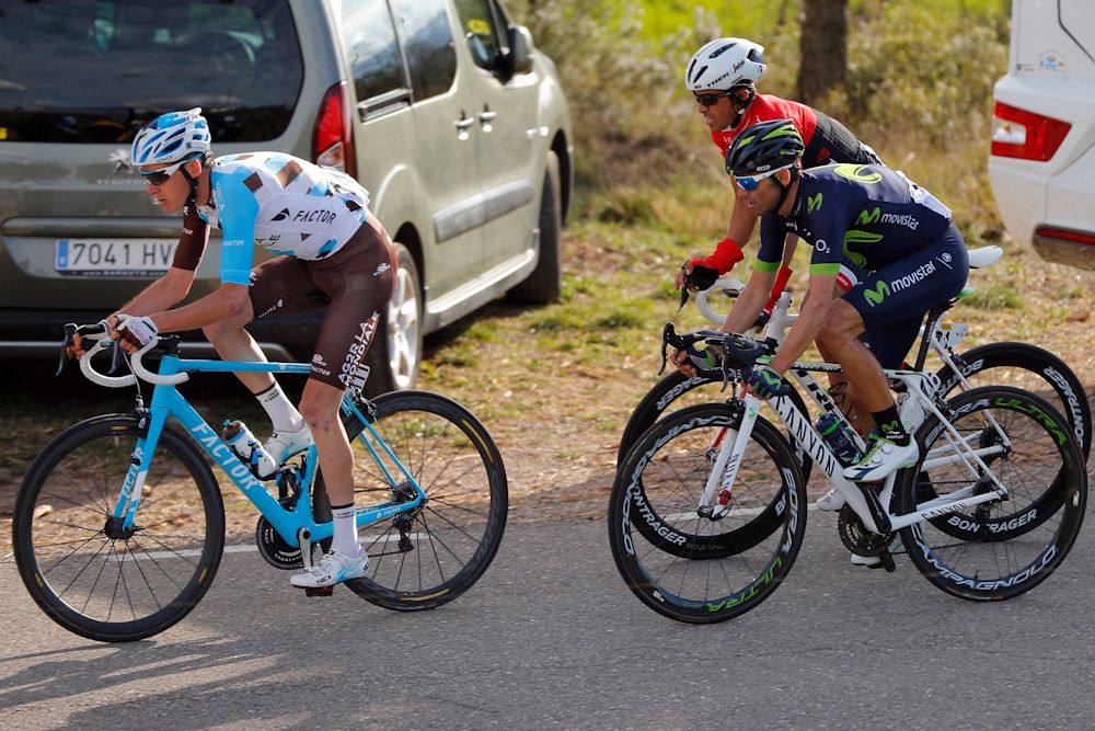 Romain Bardet (AG2R - La Mondiale), Alejandro Valverde (Movistar) and Alberto Contador (Trek-Segafredo)