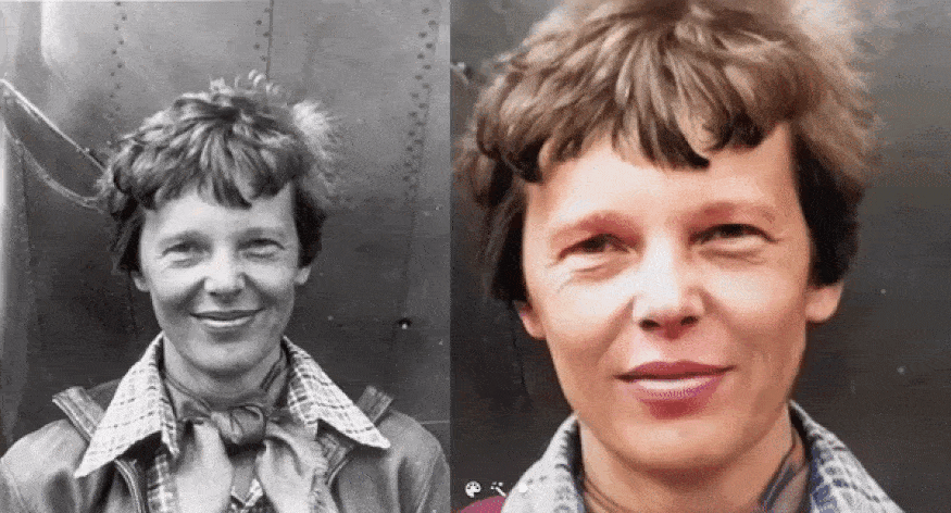 A re-animated photo of Amelia Earhart using MyHeritage's Deep Nostalgia