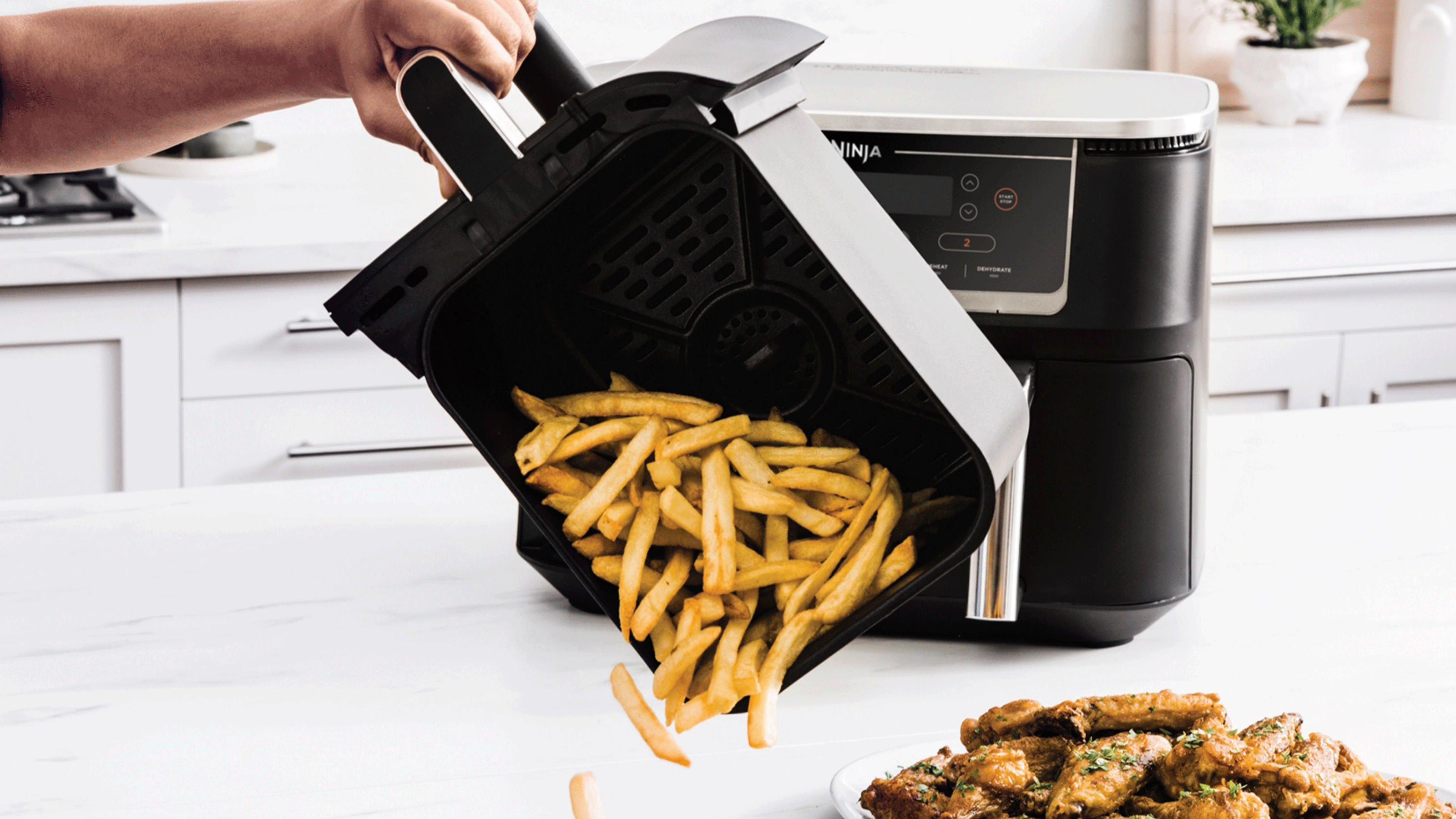 Ninja Dual Zone air fryer with asparagus