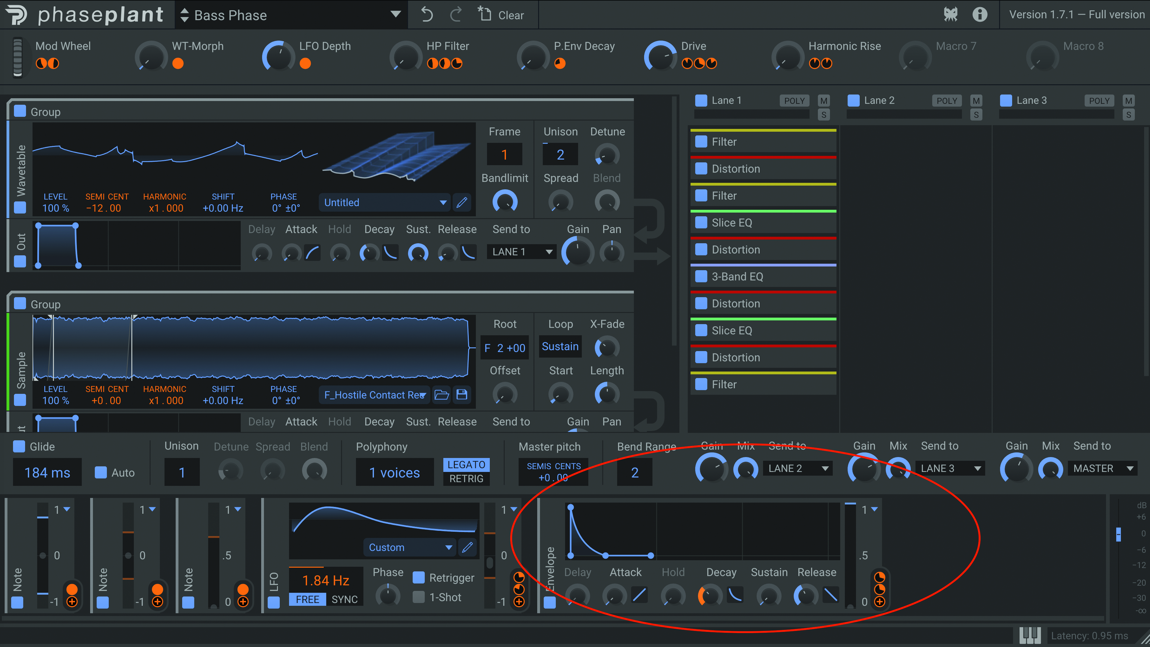When you’re adjusting your amp envelope, bear in mind that most bass sounds have fast attack times