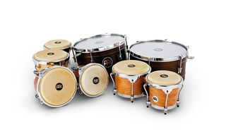 These timbales (rear) are made from 1mm gauge steel with two circumferential flanged beads