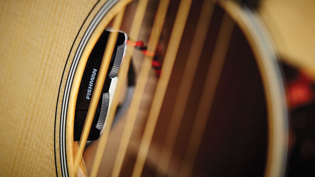 ￼The Fishman Sonitone system's controls are hidden in the soundhole