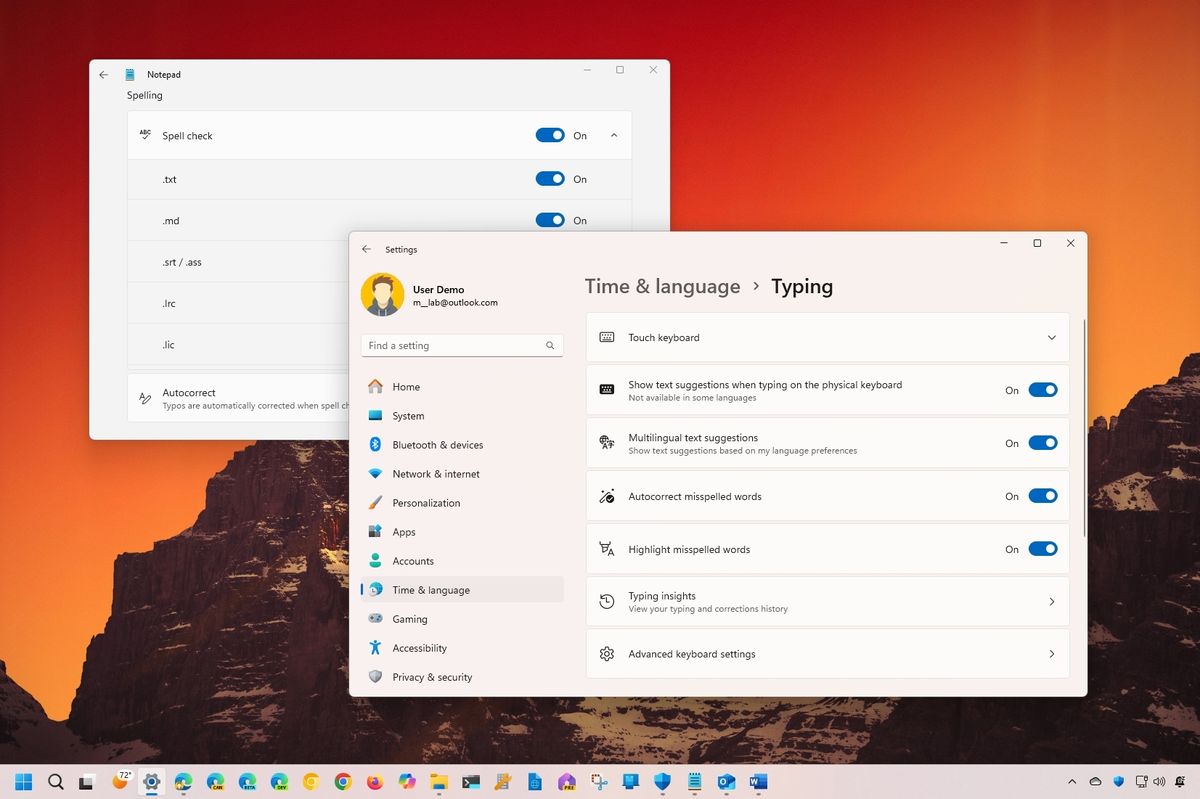 Windows 11 spelling and autocorrect features