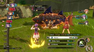 Kloe targets a shark with legs using magic in Trails in the Sky 1st Chapter