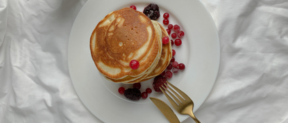Image of stack of pancakes with fruit