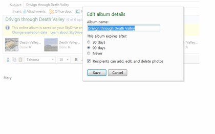 Hotmail create album