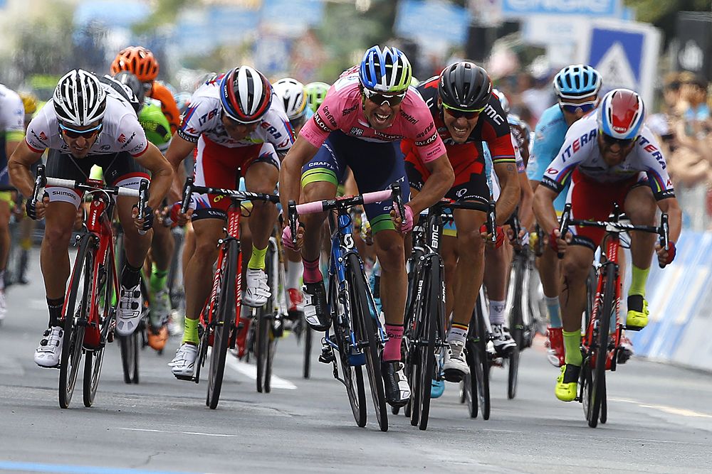 Michael Matthews (Orica-GreeEdge) sprints to the stage 3 finish line