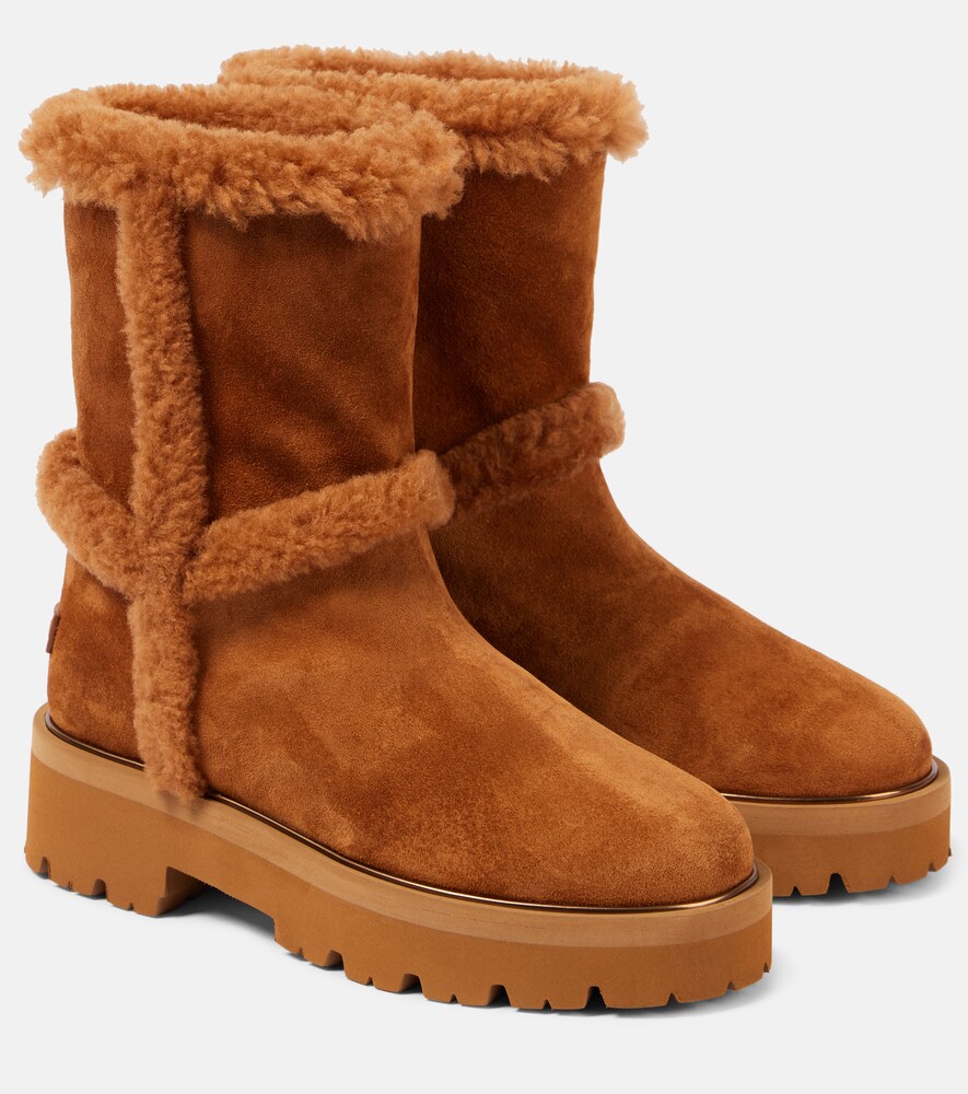 Teddi 20 Shearling-Trimmed Suede Ankle Boots