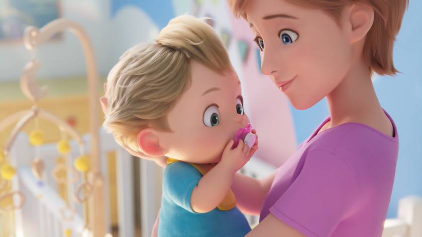 a mother holding a child