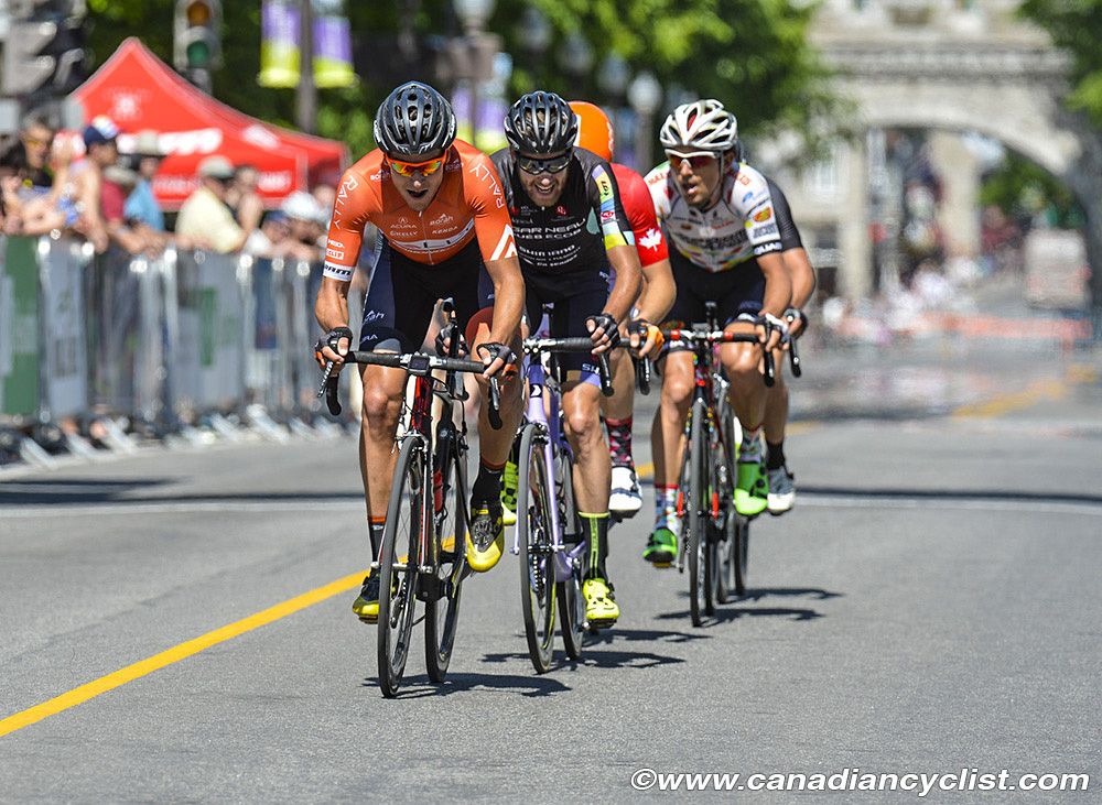 Pierrick Naud (Rally Cycling) leading the break.