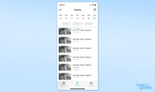 Abode Cam 2 app displaying timeline