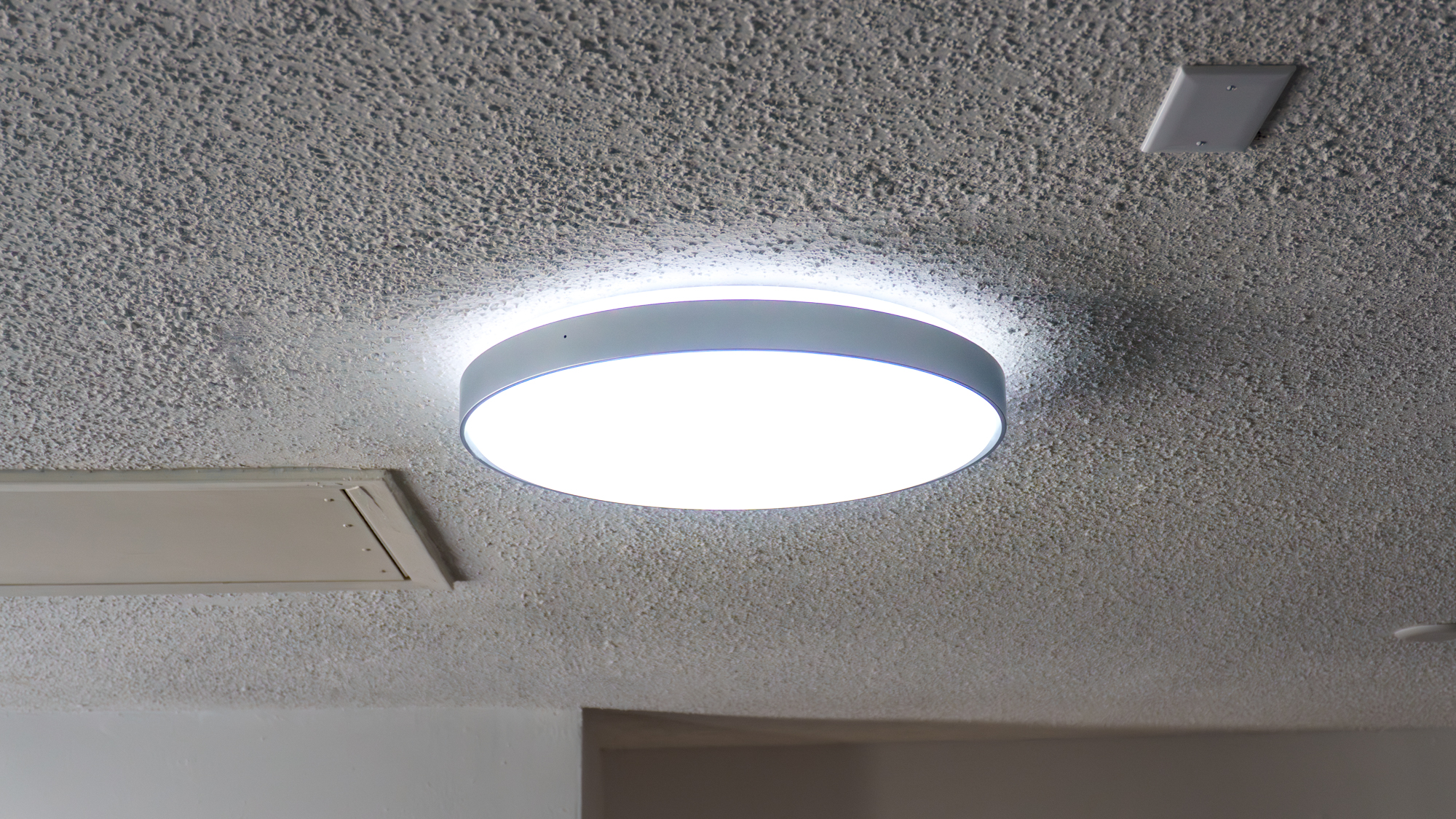 The Govee Ceiling Light Ultra set to bright white light