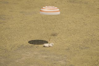 The Soyuz TMA-03M spacecraft is seen as it lands on Sunday, July 1, 2012.