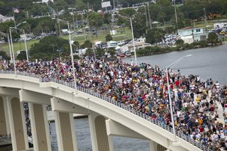 STS-135 Launch Spectators on the A. Max Brewer Bridge in Titusville, Florida