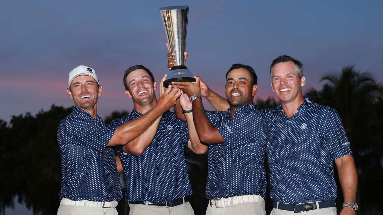 The Crushers GC team with the LIV Golf Team Championship trophy