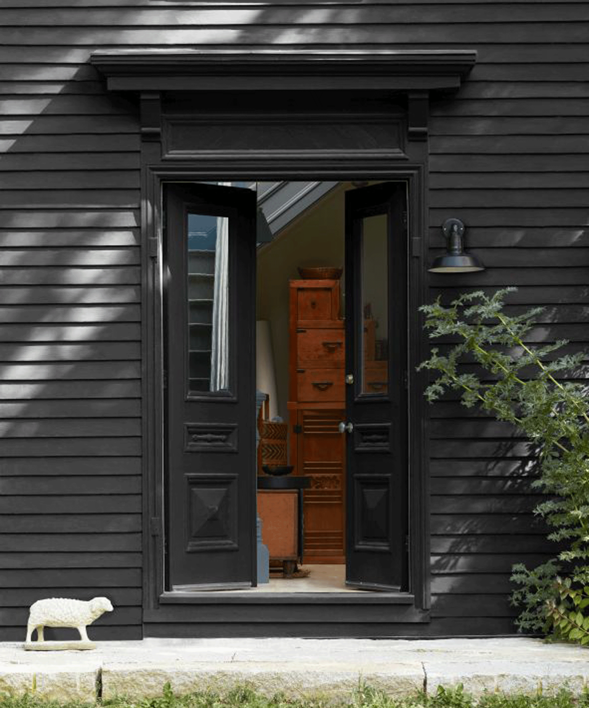 house exterior and doors painted black