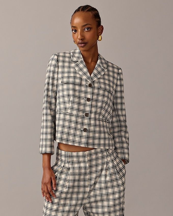 J.Crew Collection blazer-jacket in plaid Italian city wool blend