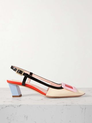 Belle Vivier Color-Block Patent-Leather Slingback Pumps