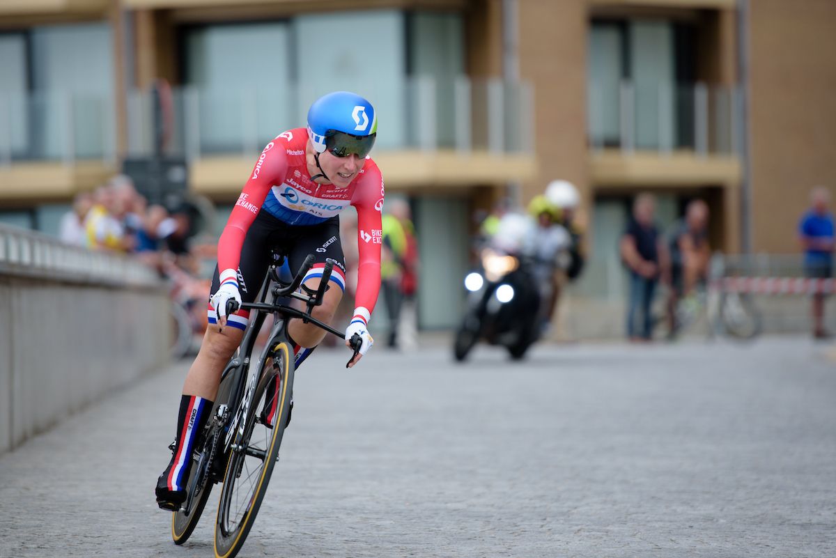 Annemiek van Vleuten (Netherlands) on her way to winning the 4.4 km Prologue of the Lotto Belgium Tour