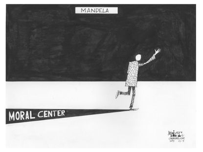 Editorial cartoon Nelson Mandela moral center