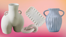 stoneware vases, knit and trinket tray