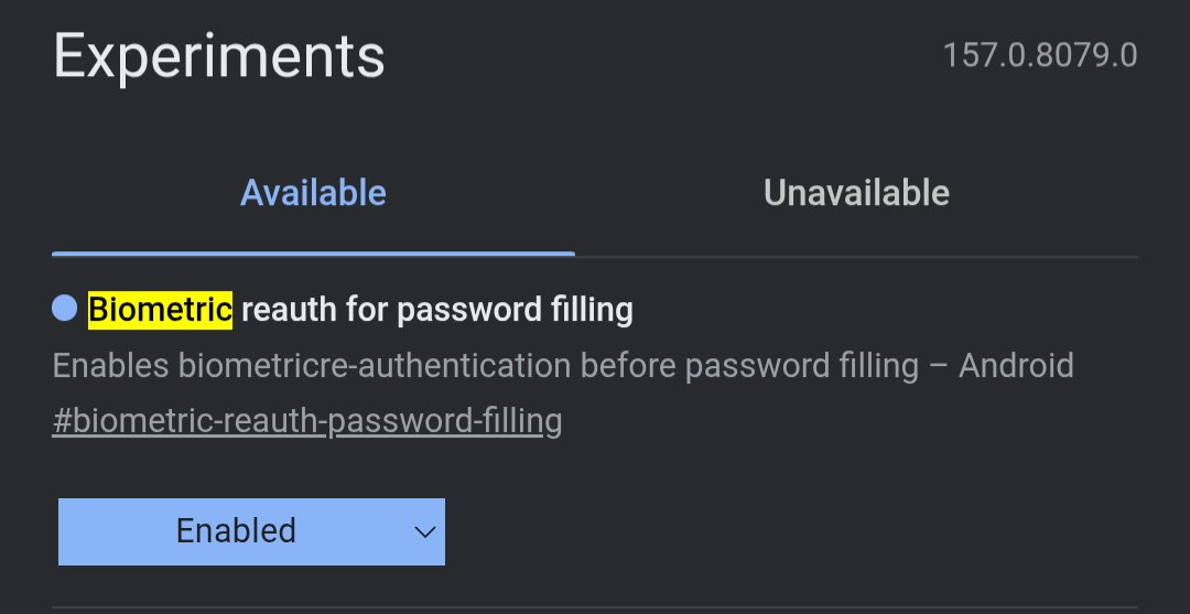 A flag in chrome canary for biometric reauthentication for password filling