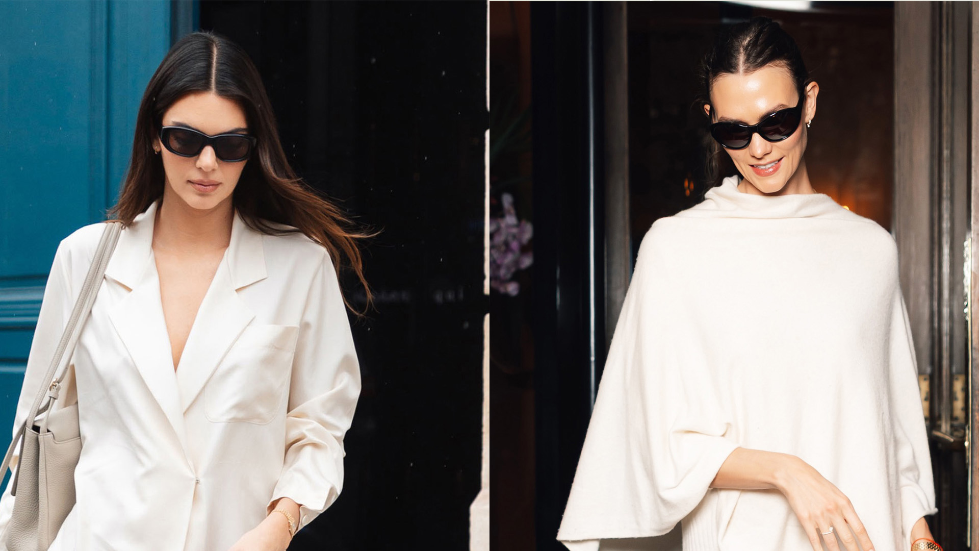 Kendall Jenner and Karlie Kloss wearing similar outfits at PFW
