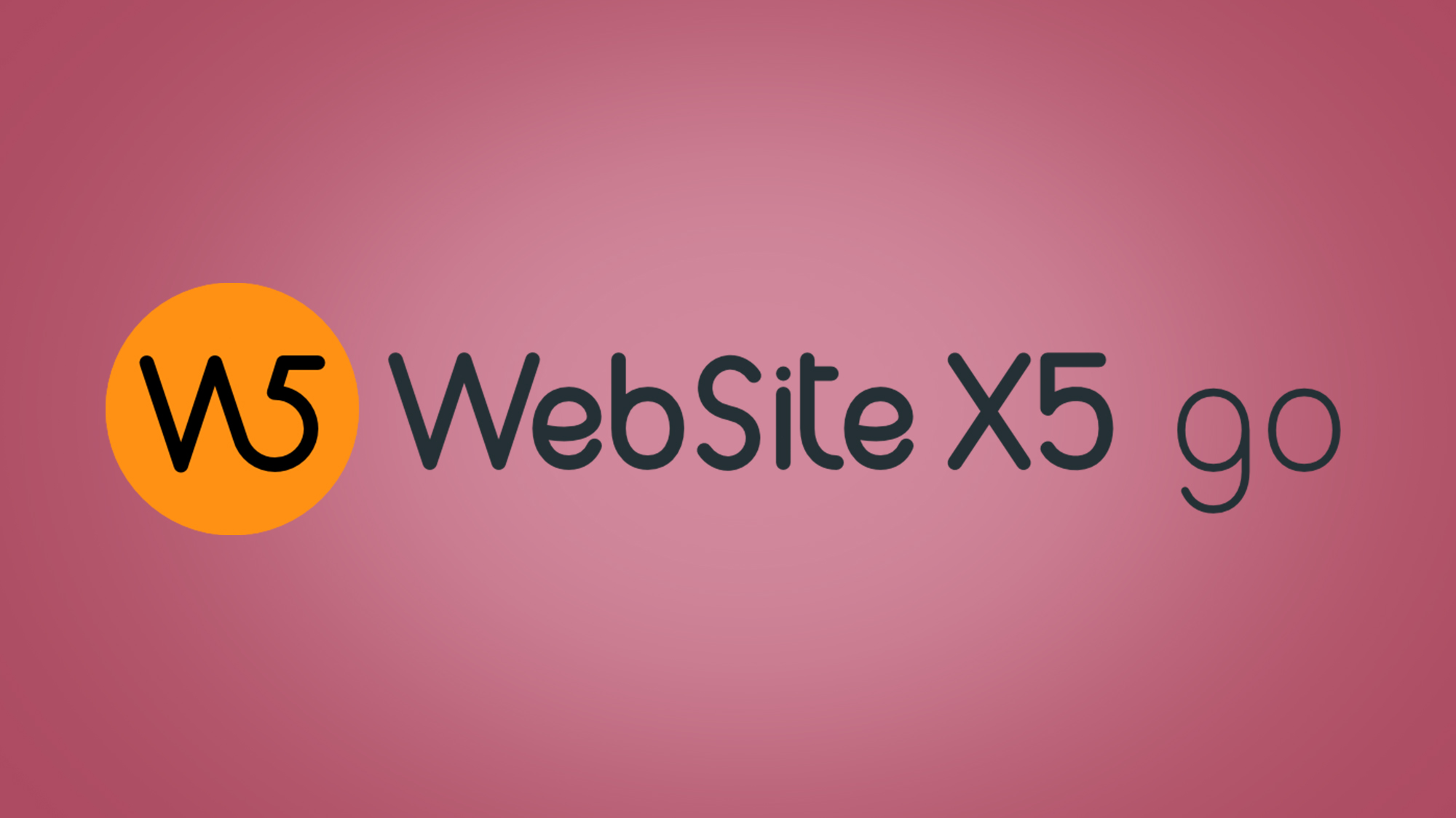 WebSite X5 GO logo on pink background