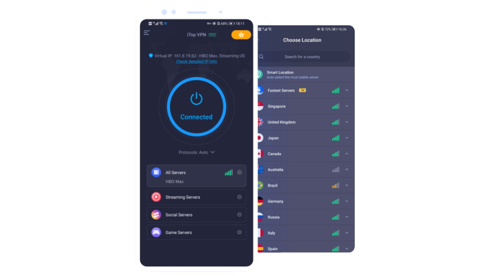 iTop VPN mobile apps