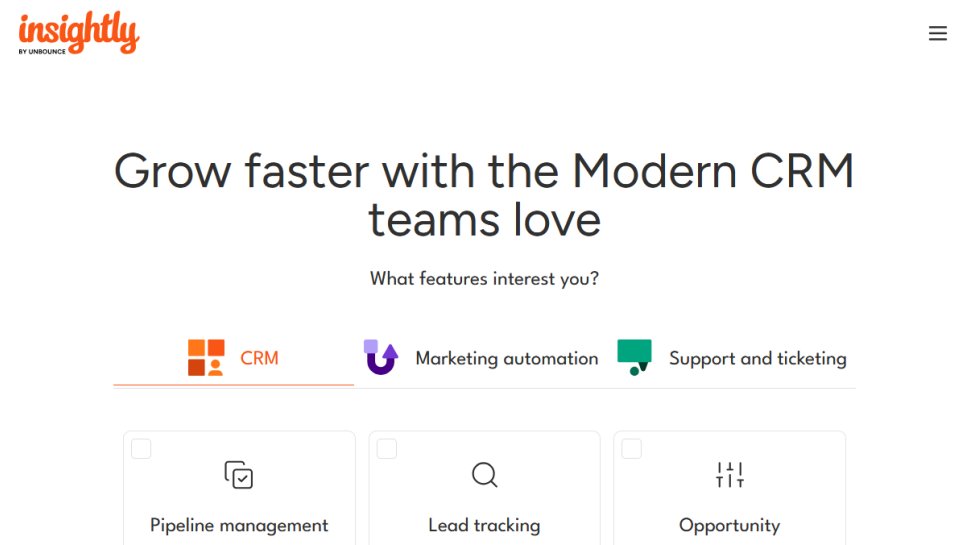 Insightly website screenshot (June 2025).