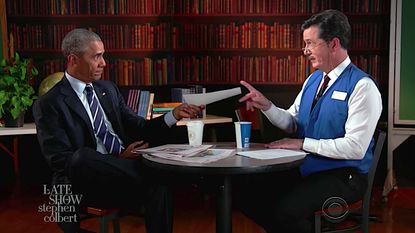 Stephen Colbert gives interview tips to President Obama