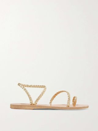 Eleftheria Braided Metallic Leather Sandals