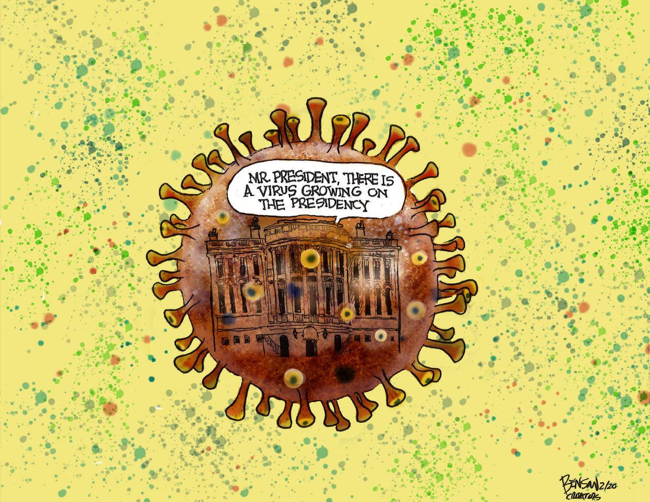 Political Cartoon U.S. Trump White House Coronavirus infection diseased presidency